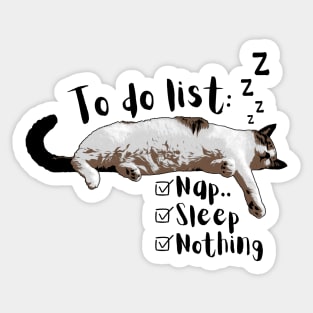 To Do List Nap Sleep Nothing Cute and Funny Sleeping Cat Sticker